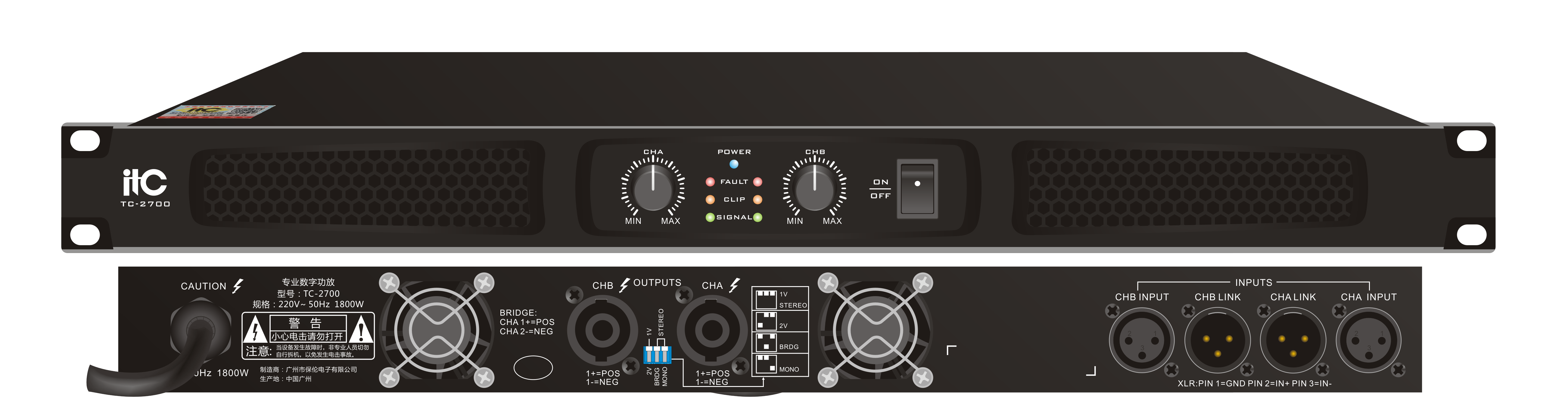 Усилитель ITC-2700 2-канальный усилитель, 2х700W / 8 Ом